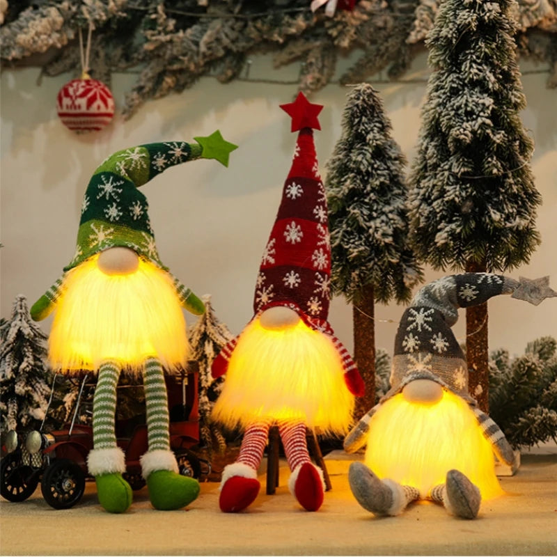 Natal Gnome Faceless Doll Night Light, Decorações de Feliz Natal para casa, or